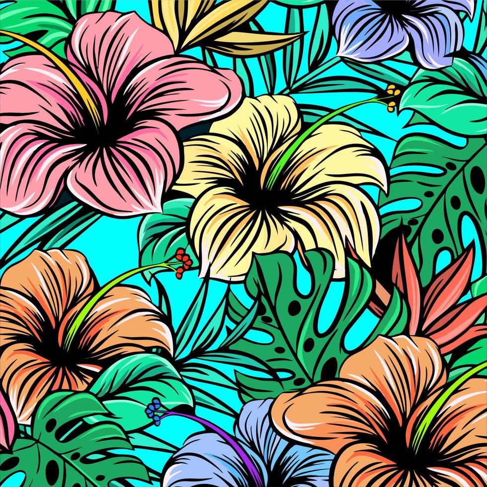 tropische bloemen zomer vector