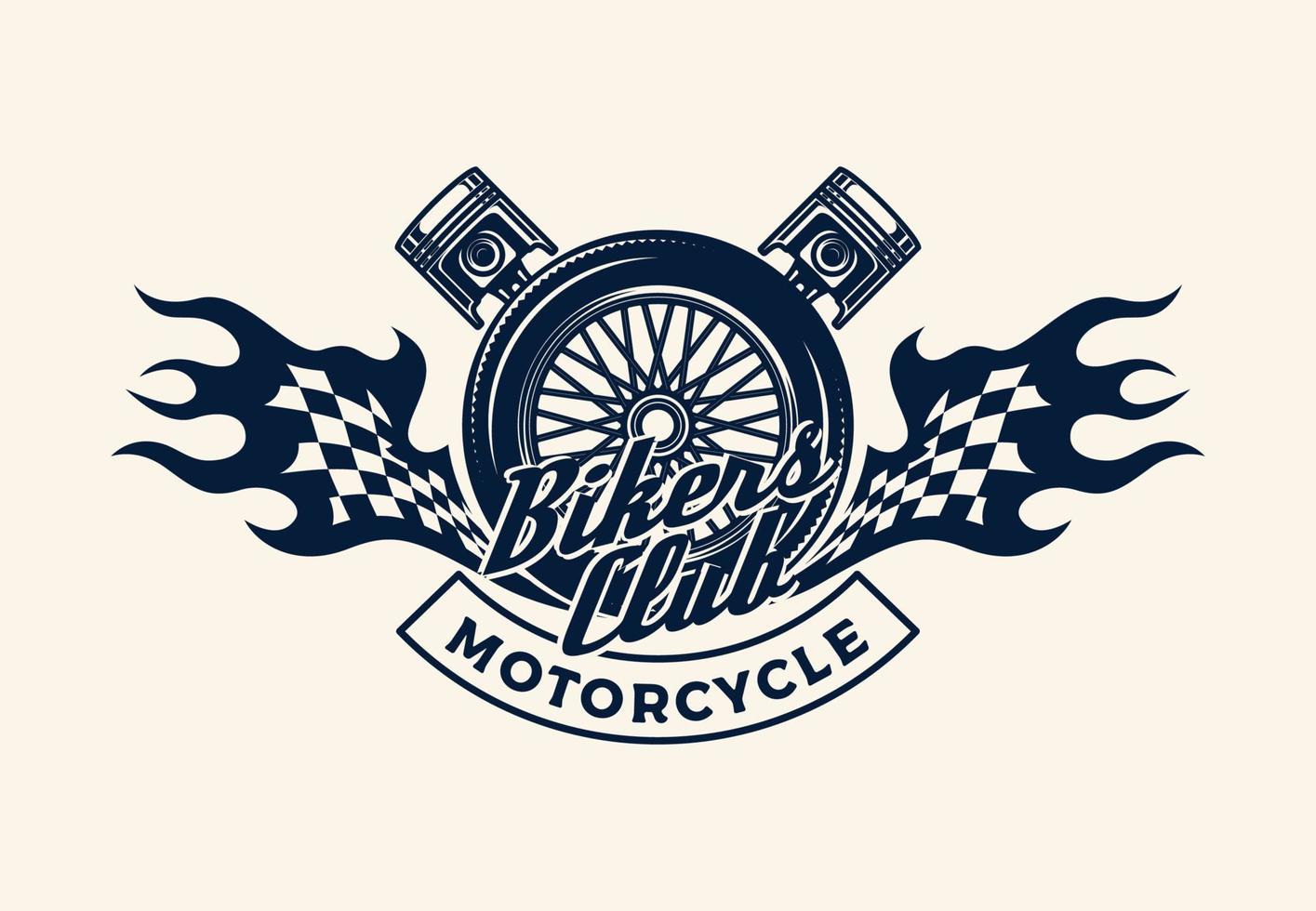 handgetekende motorcross adventure club logo badge vector