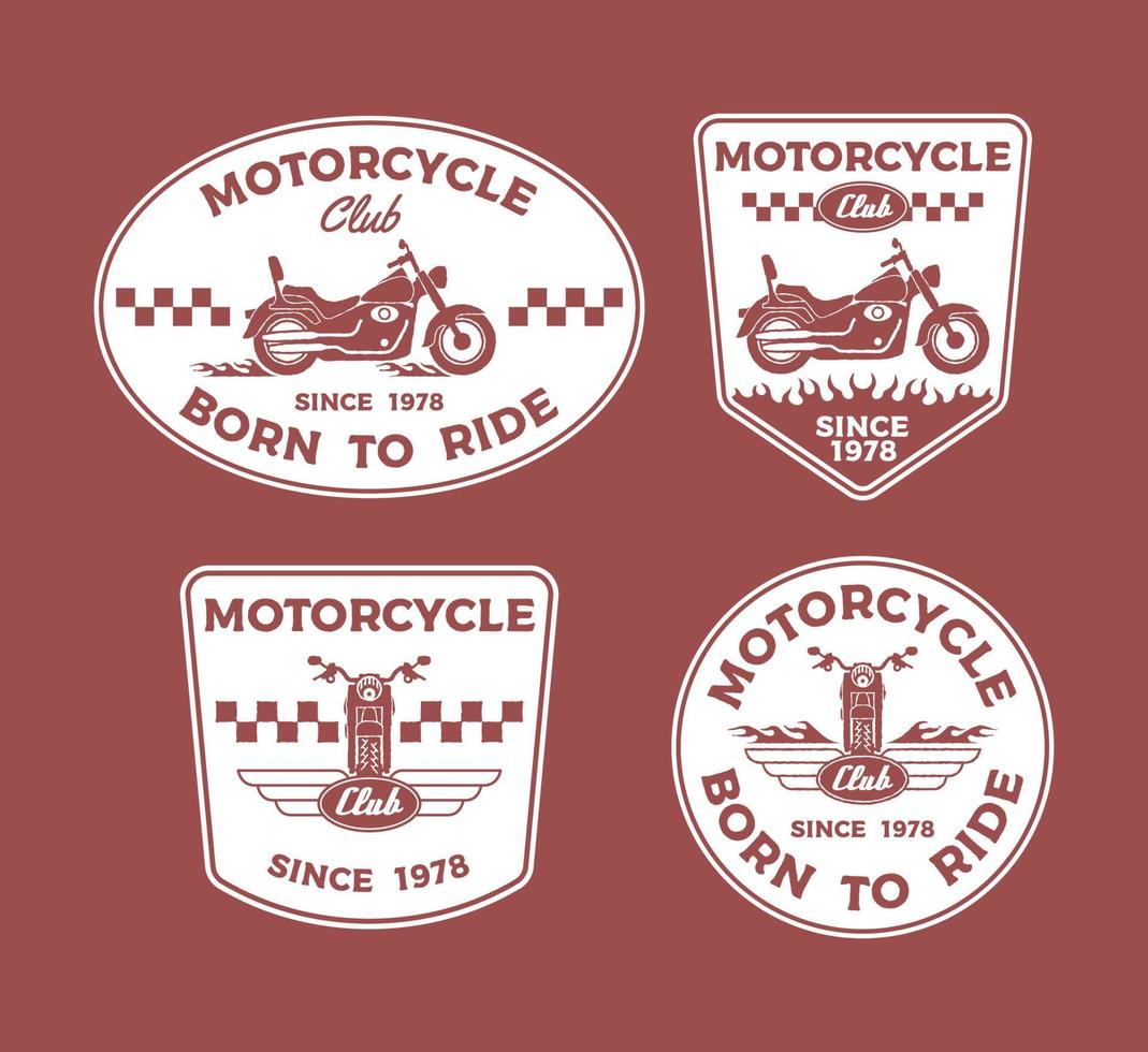 set handgetekende motorcross adventure club logo badge vector