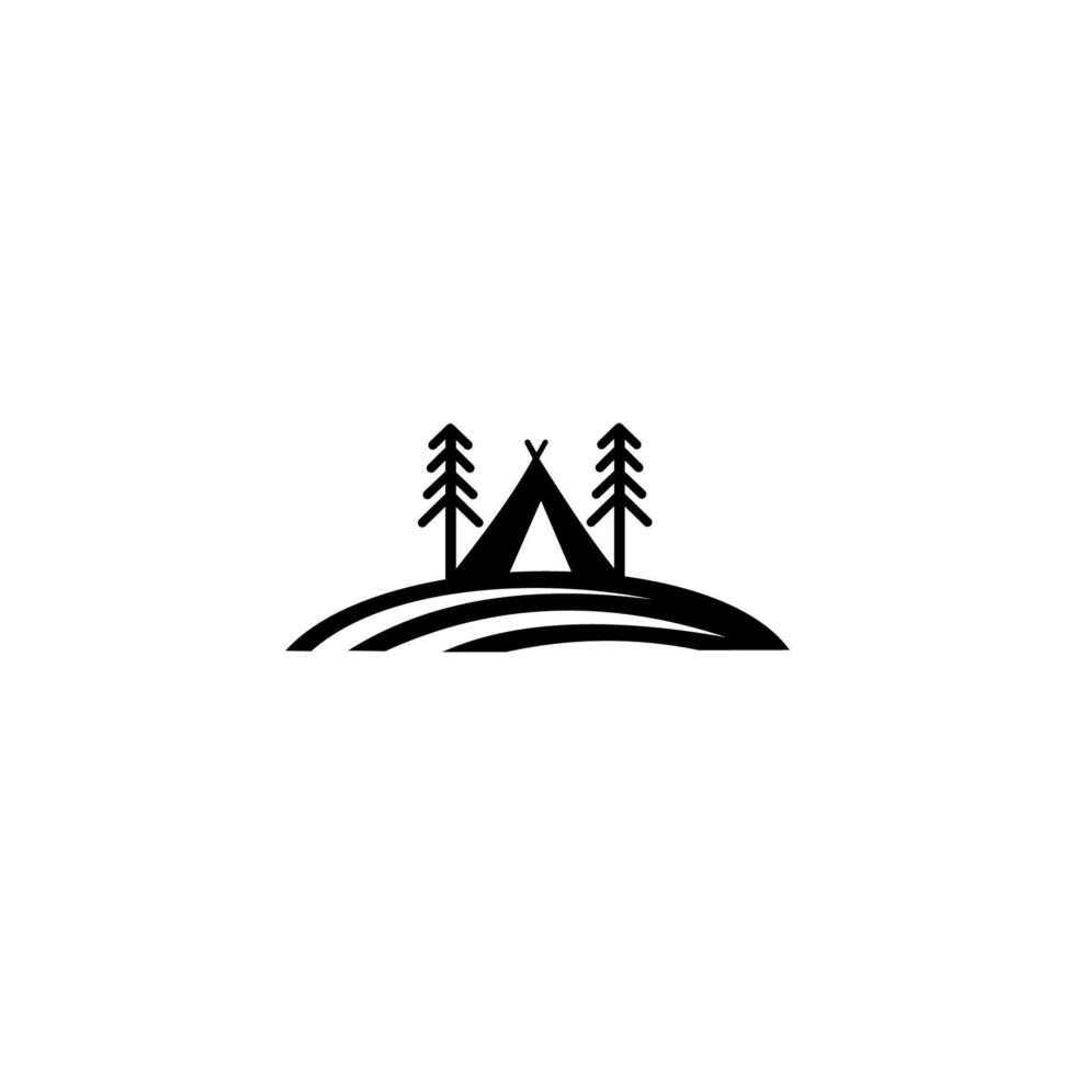 logo voor campingbergavontuur, bergkampeergeschenk, camping- en buitenavontuuremblemen vector