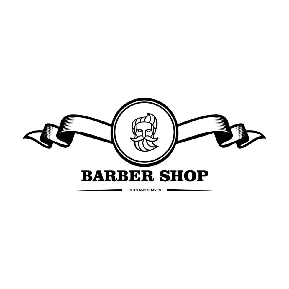 logo voor de kapper, zwart-wit logo voor een kapperszaak, retro printen voor kapsalons, t-shirts, typografie, vector grafische sjabloon