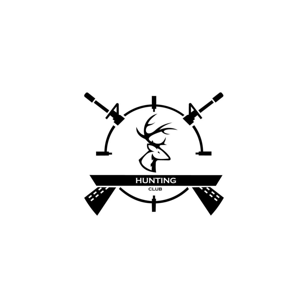 hertenjager logo type, jager man en hert, jager club, herten jagen, dieren in het wild symboolpictogram vector