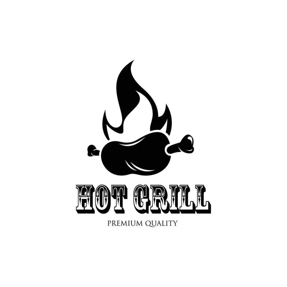 hot grill-logo sjablonen. barbecue-logo. trendy eenvoudig logo-ontwerp. vector illustratie