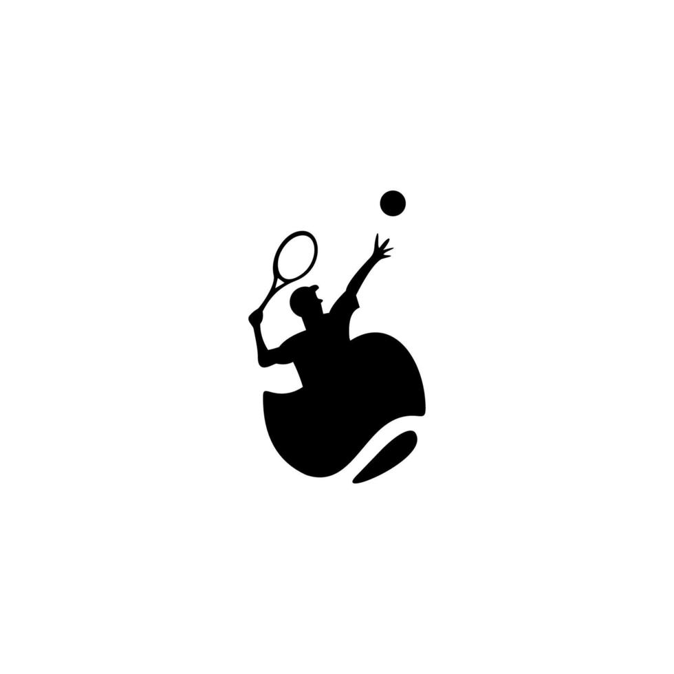tennisser gestileerde vector silhouet. vector sport spel logo. Tennisbal.