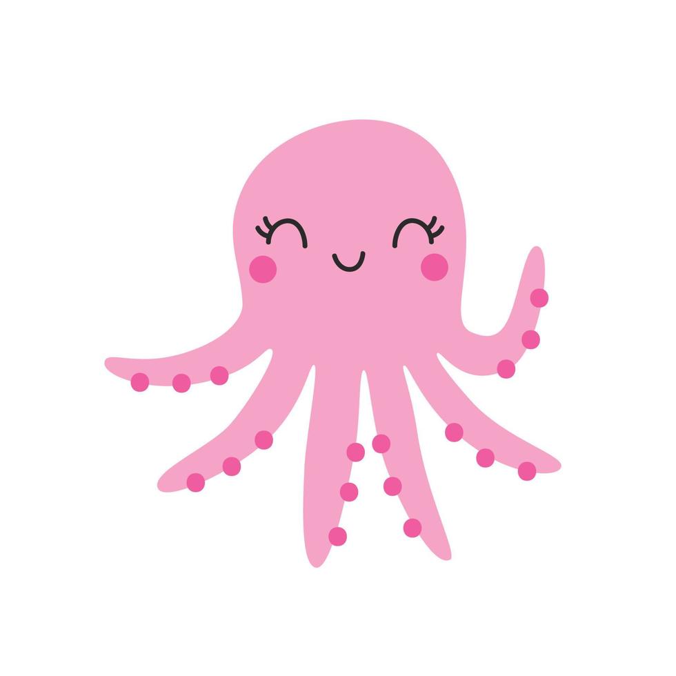 schattige roze octopus. vector kinderachtige illustratie