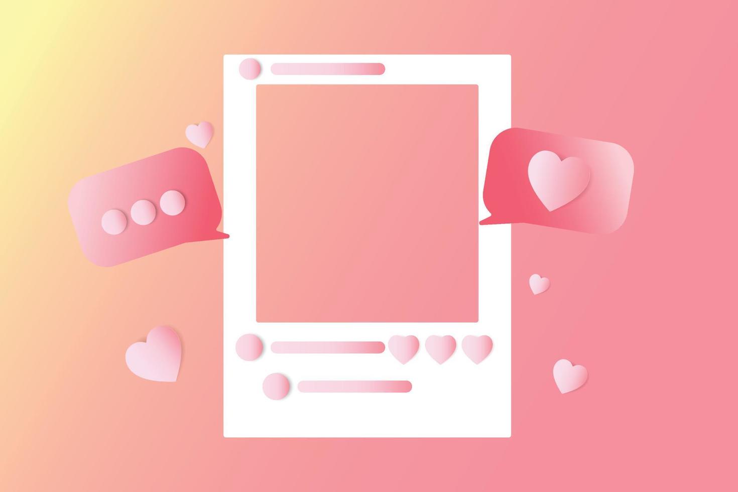 sociale media fotolijst, met liefdesknop en het verzenden van berichten voor liefde, frame voor Valentijnsdag, vectorillustratie vector