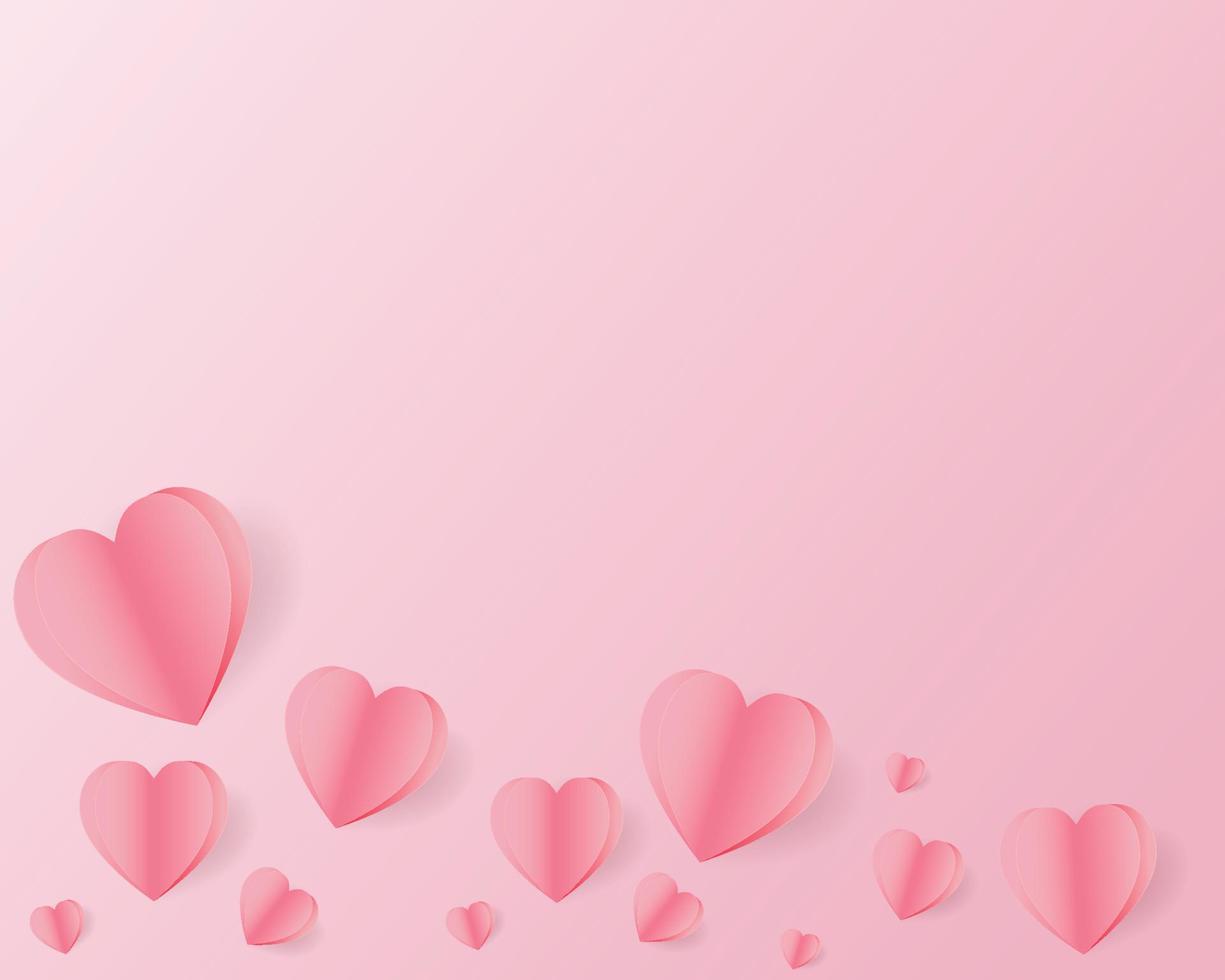 papier gesneden achtergrond roze hartvorm, illustratie voor Valentijnsdag, Moederdag of liefdesdag, vector wenskaart.