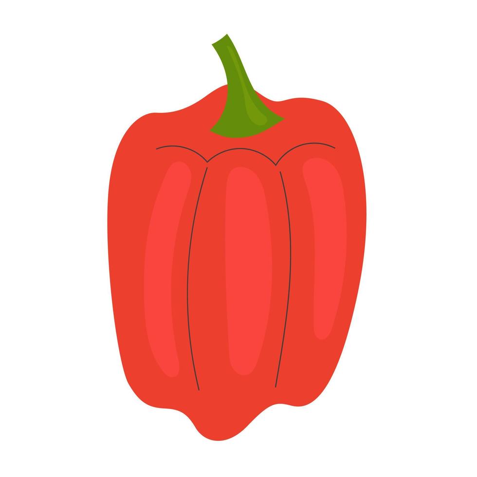 eenvoudige enkele zoete paprika, rode peper. gezonde voeding, vitamines, groenten. illustratie in vlakke stijl vector
