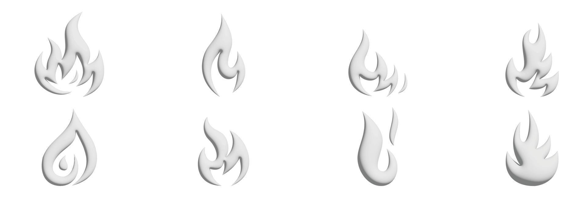 set van vlam icoon in vlakke stijl. gebruikersinterface van het opwarmingsbord. vector illustratie