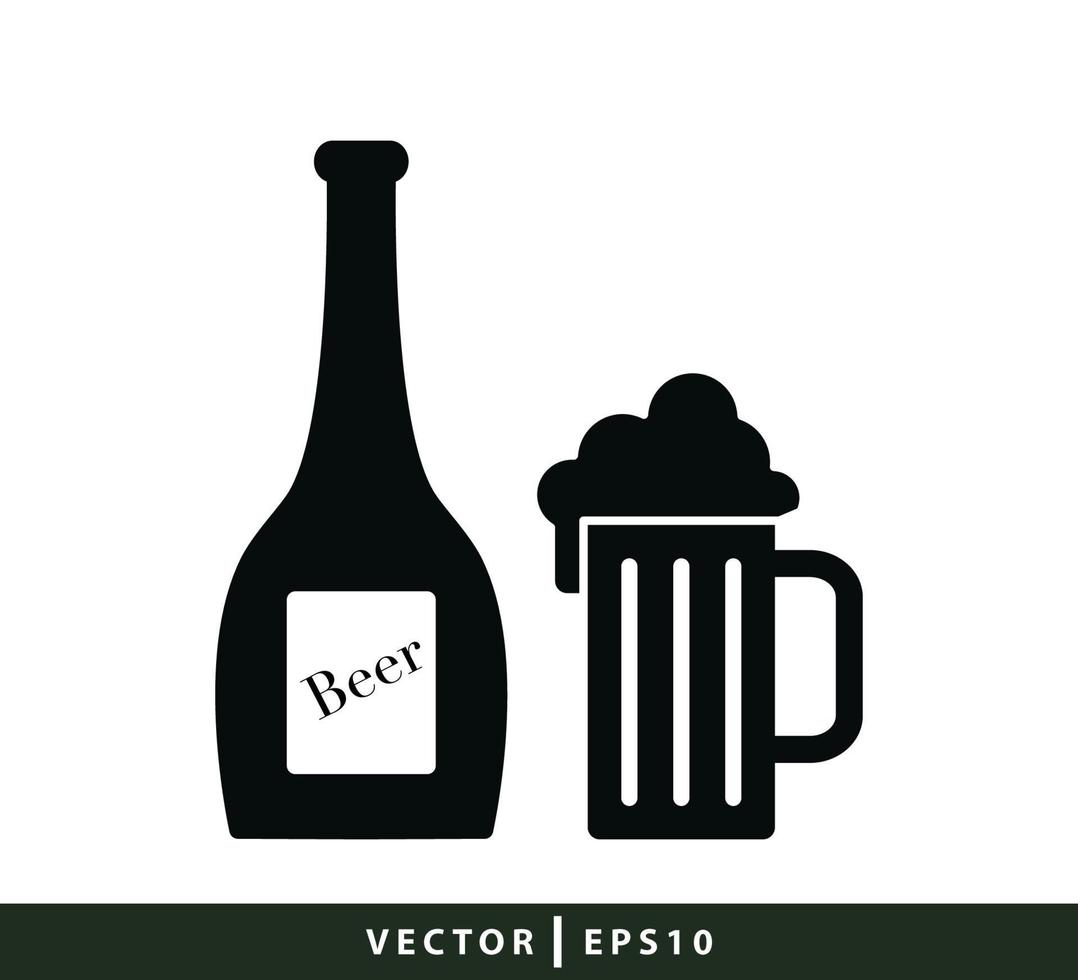 fles en glas pictogram vector logo ontwerpsjabloon