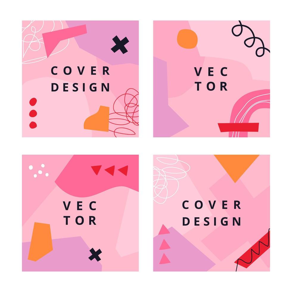 vector set abstracte vierkante roze achtergronden met kopie ruimte voor tekst, ontwerpsjablonen in Scandinavische stijl. eenvoudige minimale sjabloon voor brandingontwerp. vector illustratie