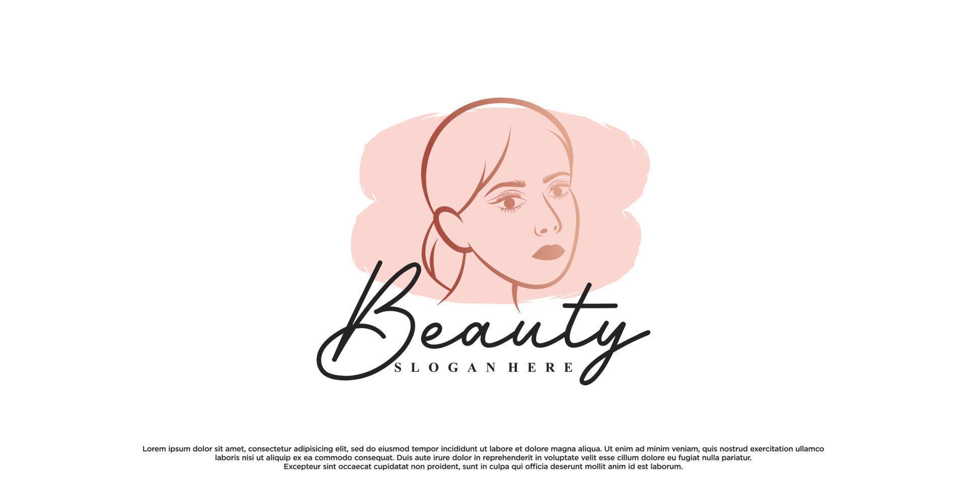 schoonheidslogo-ontwerp voor salon met vrouwengezicht en creatief concept premium vector