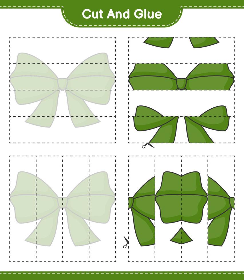 knip en plak, knip delen van het lint door en plak ze vast. educatief kinderspel, afdrukbaar werkblad, vectorillustratie vector