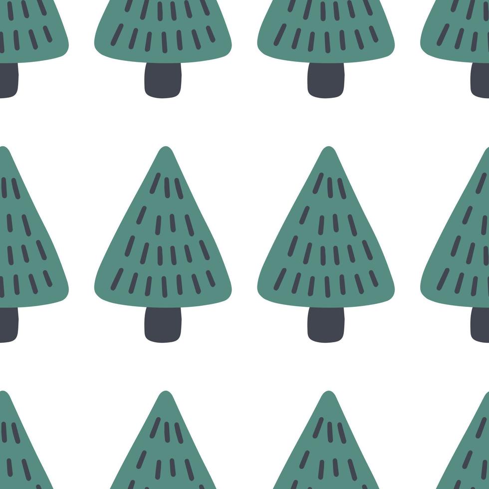 Scandinavisch bos vector patroon. bos naadloos ontwerp met handgetekende bomen.