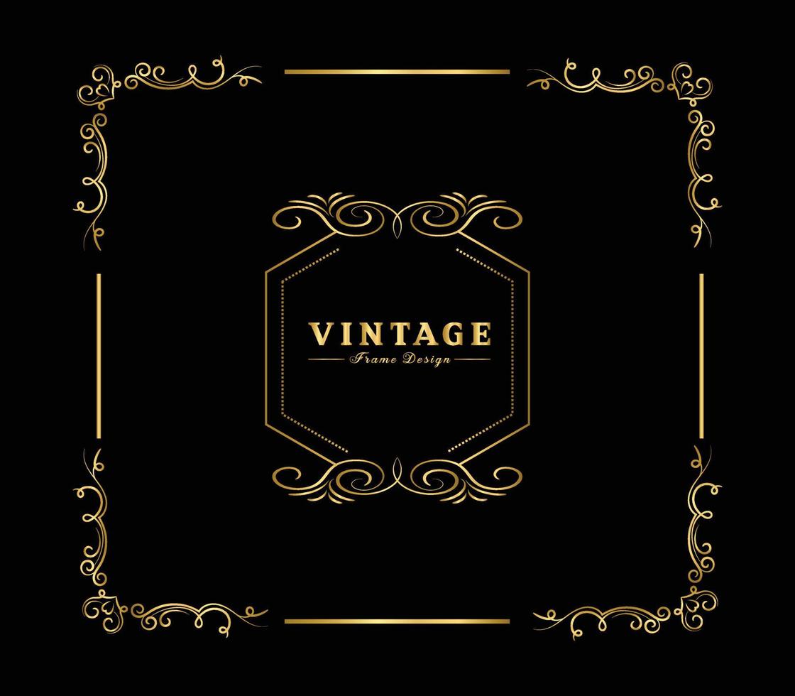 vintage bloeien ornament frame vector gouden kleur voor banner, behang, uitnodigingskaart