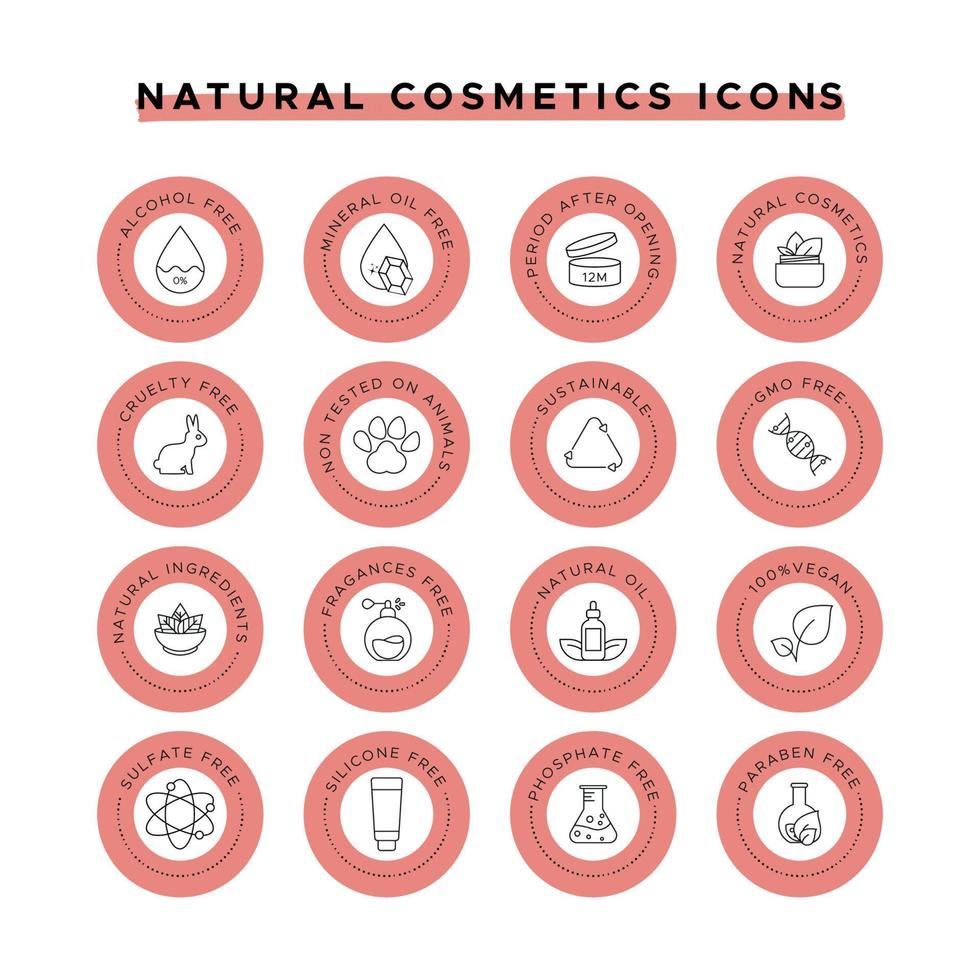 pictogrammen voor natuurlijke cosmetica vector