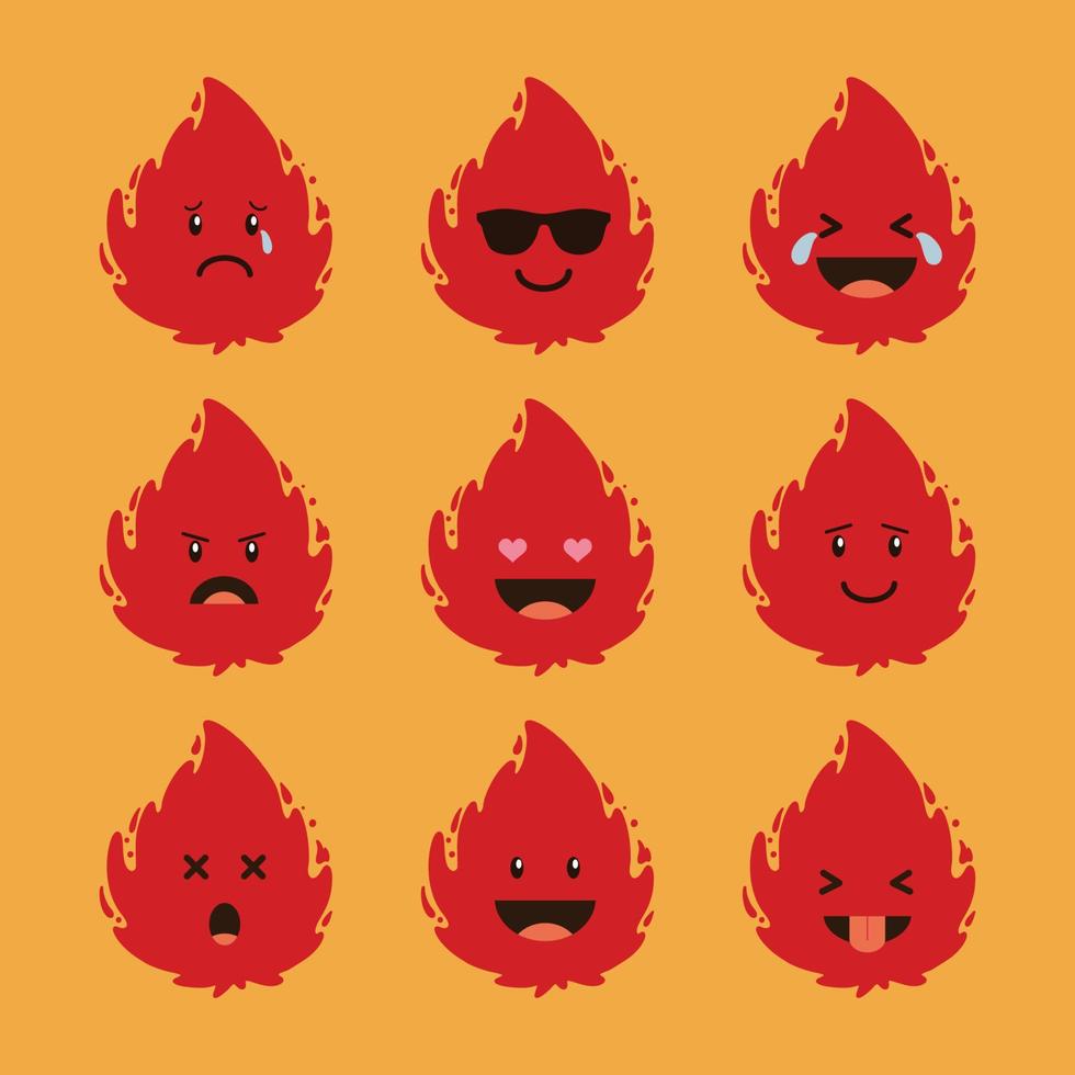 vuurbal emoticon icon set vector