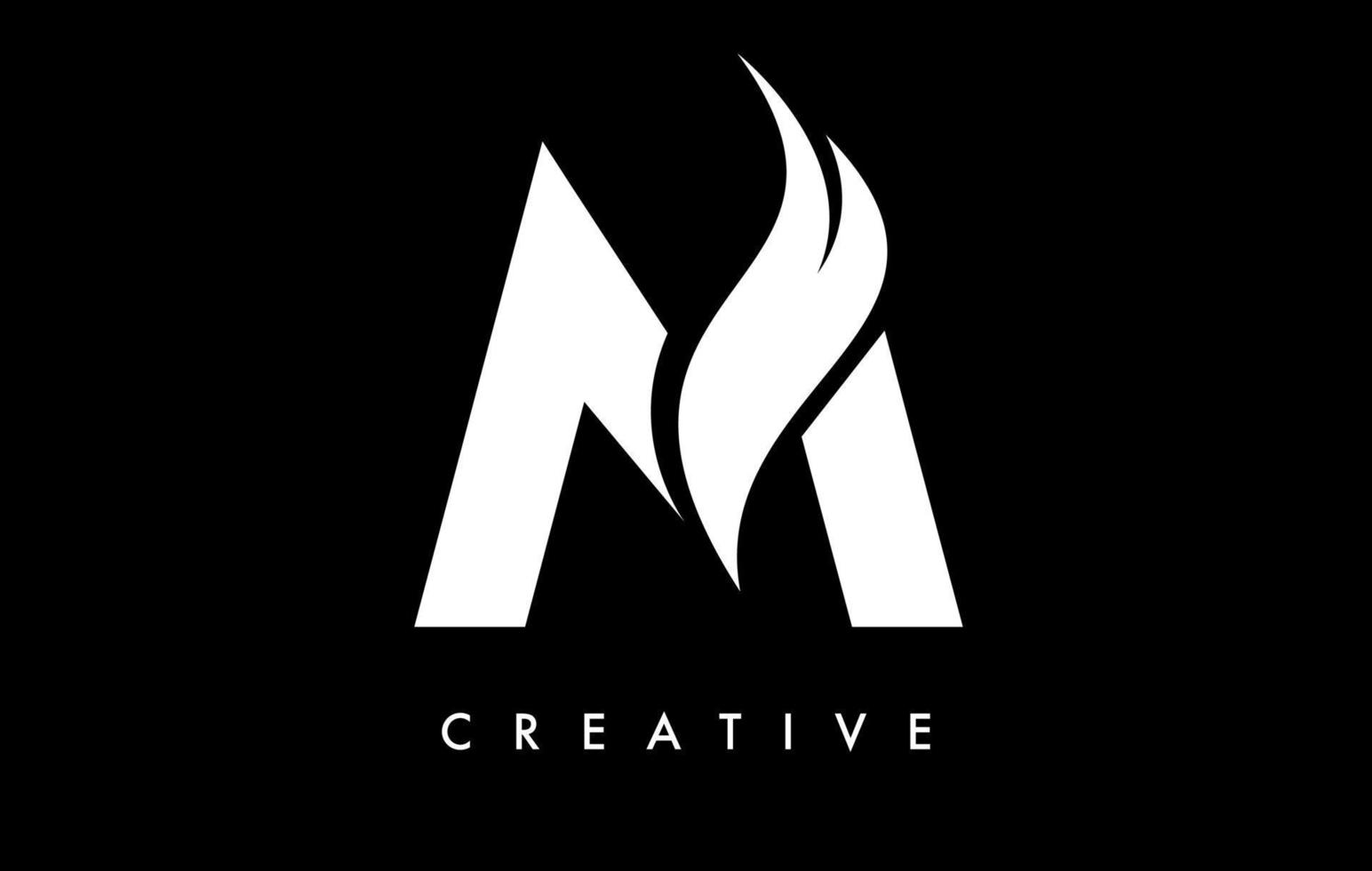 letter m logo pictogram ontwerp met swoosh en creatieve gebogen vorm vector