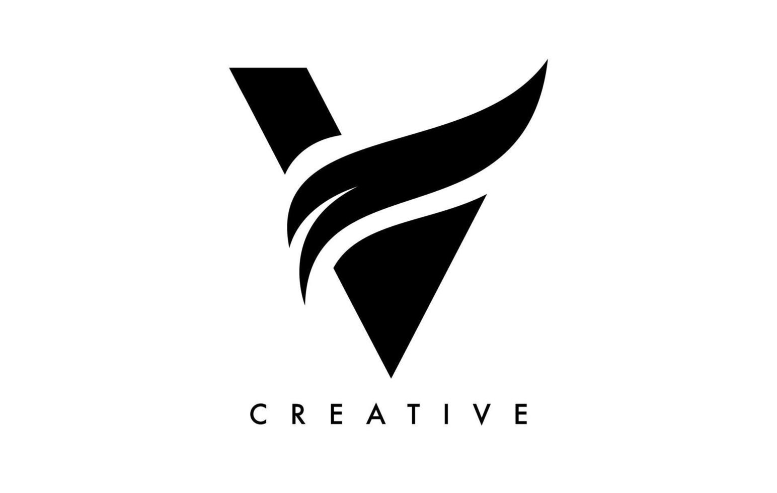letter v logo pictogram ontwerp met swoosh en creatieve gebogen vorm vector