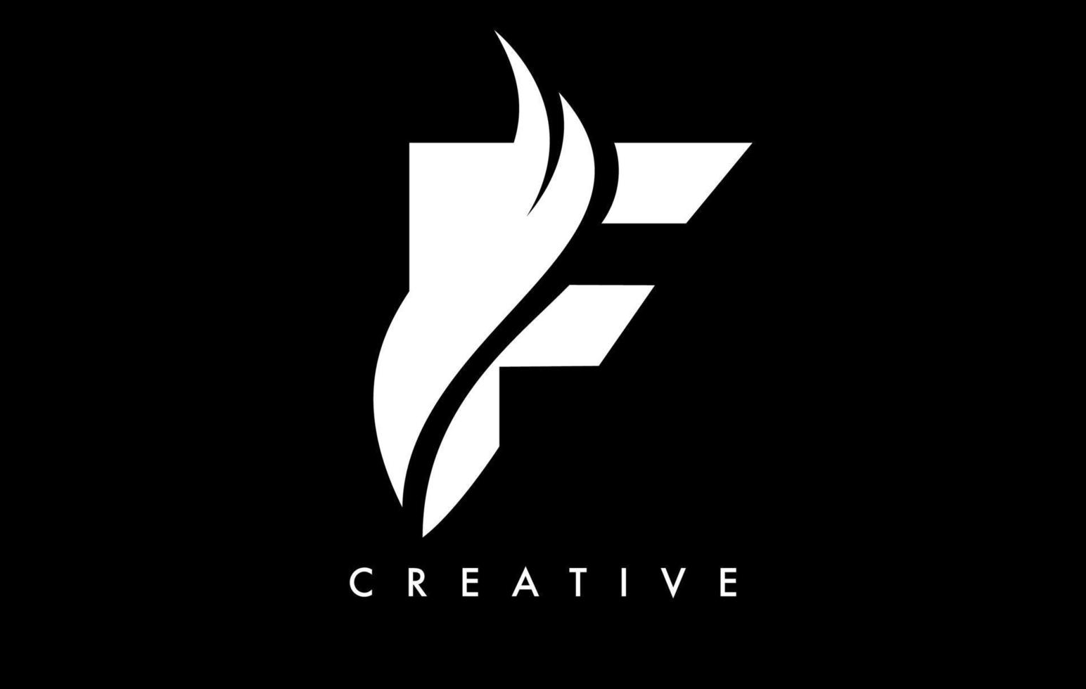 letter f logo pictogram ontwerp met swoosh en creatieve gebogen vorm vector