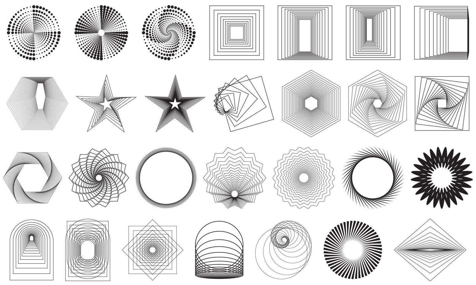 set van abstracte pictogrammen in verschillende vormen. minimalistische moderne stijl designelementen. vector illustratie