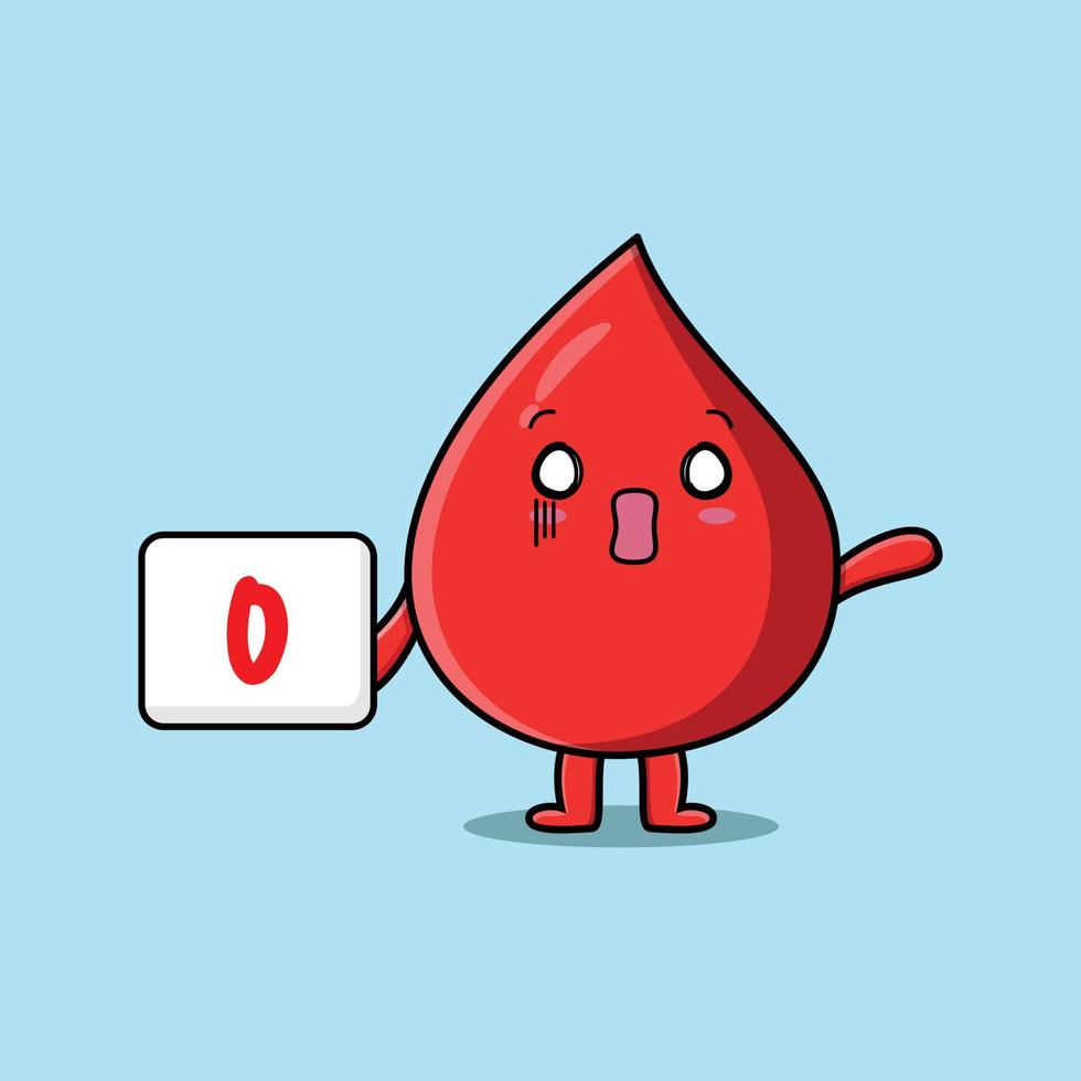 cartoon rode druppels met bloedgroep teken in handen vector