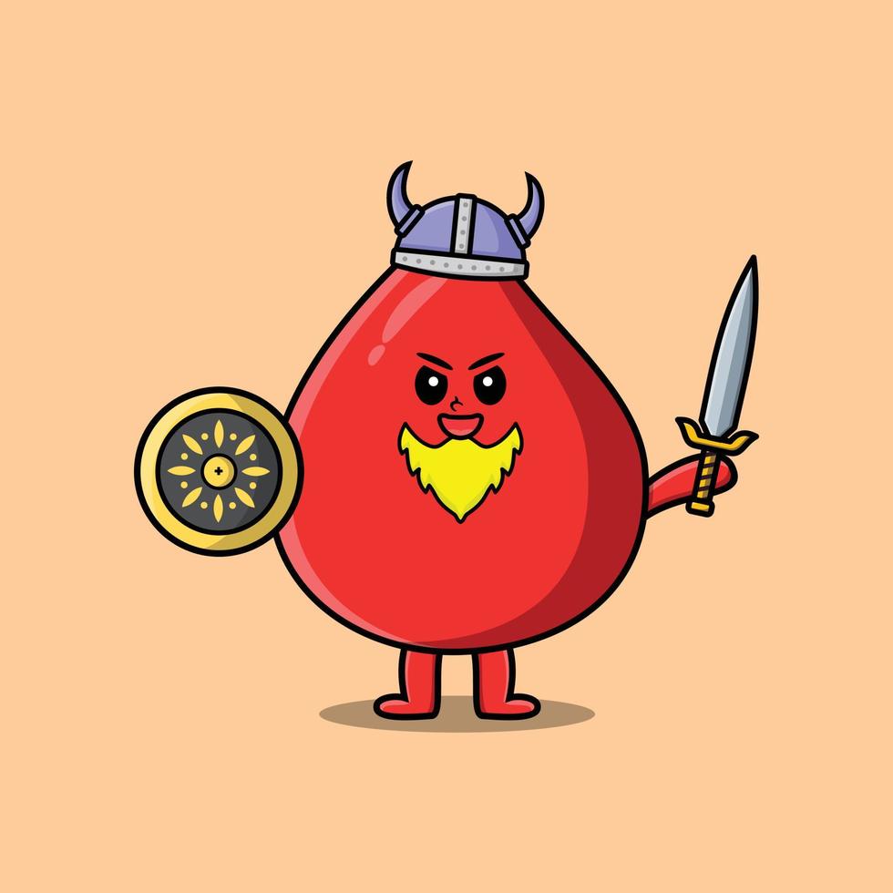 cartoon bloeddruppel viking piraat met zwaard vector