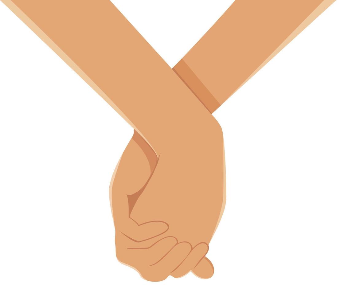 hand die elkaar vasthoudt, handdruk die elkaar ondersteunt. vector illustratie