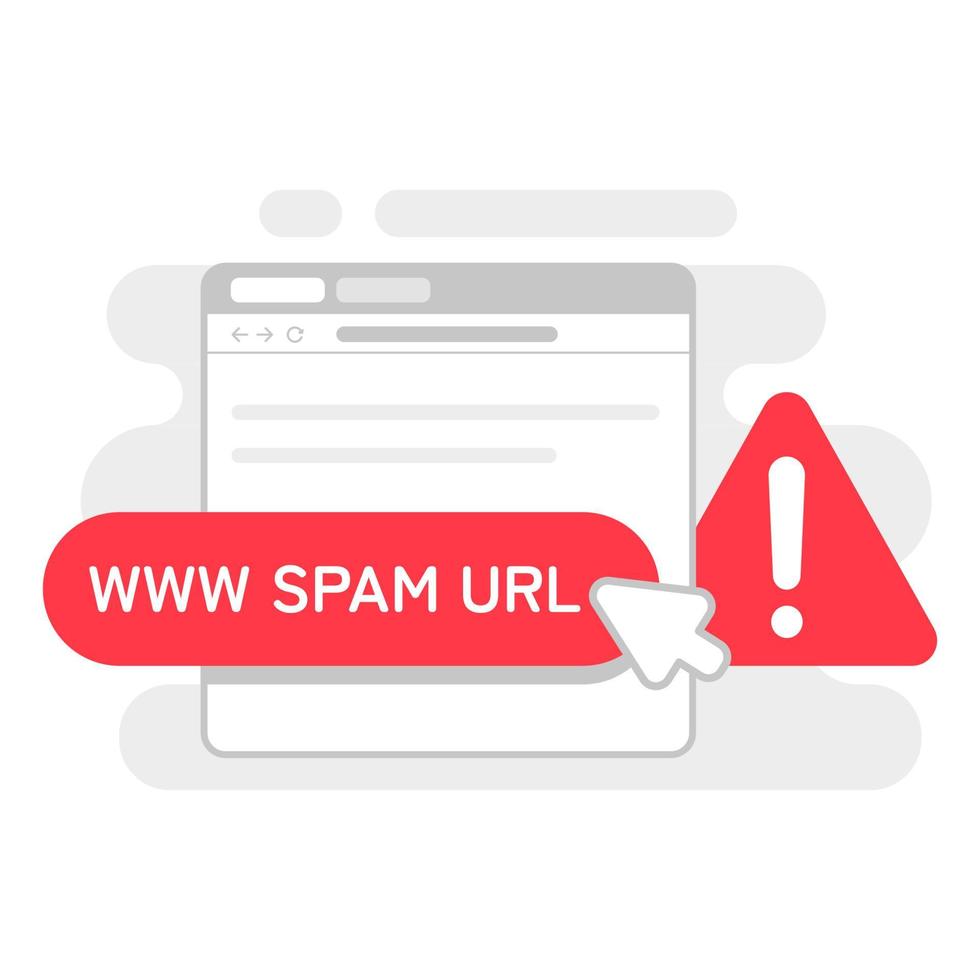 klik niet op spam url, verdachte en gevaarlijke hyperlink concept illustratie platte ontwerp vector eps10. modern grafisch element voor bestemmingspagina, lege staat ui, infographic, pictogram