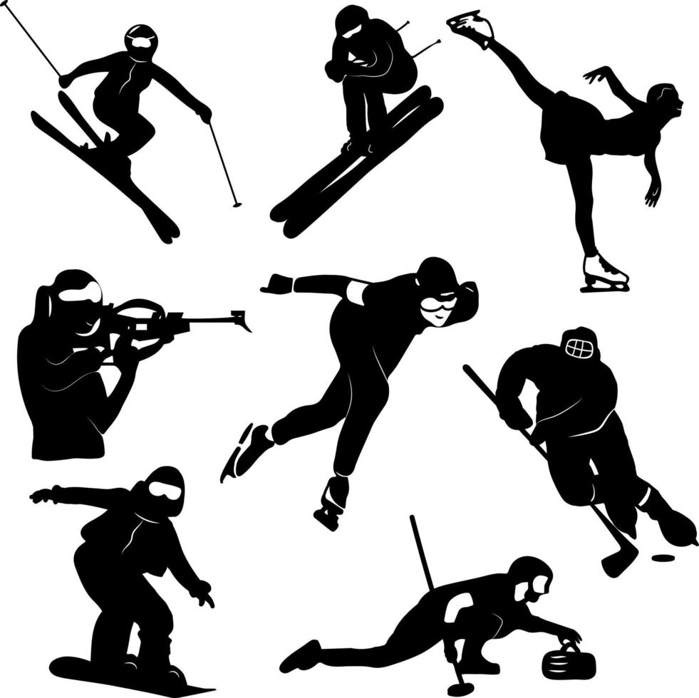 winterspelen silhouet set vector