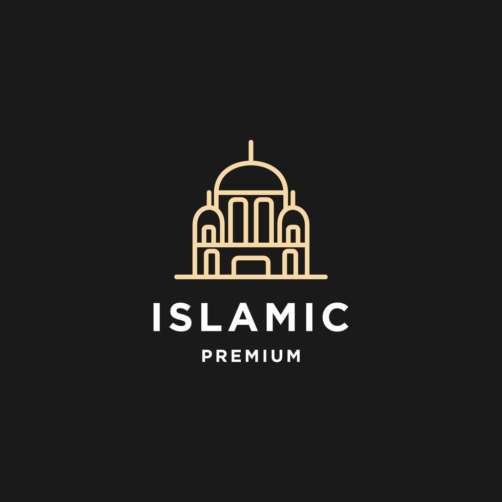 islamitische gouden kleur en luxe logo-ontwerp. luxe moskee logo ontwerpsjabloon vector