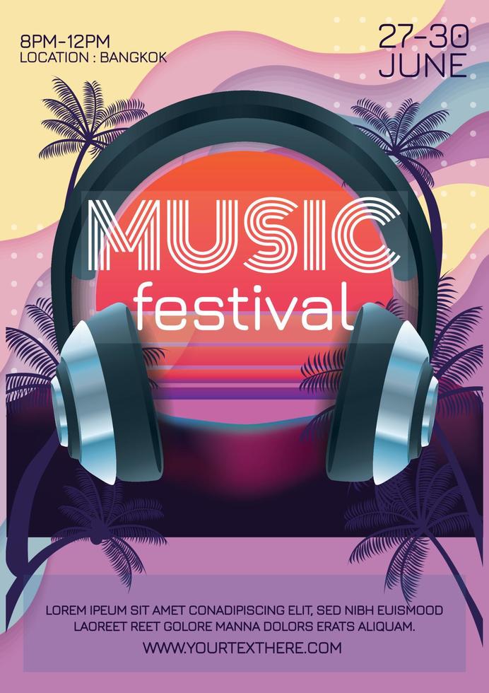 muziekfestivalposter voor nachtfeestmuziekbehang vector