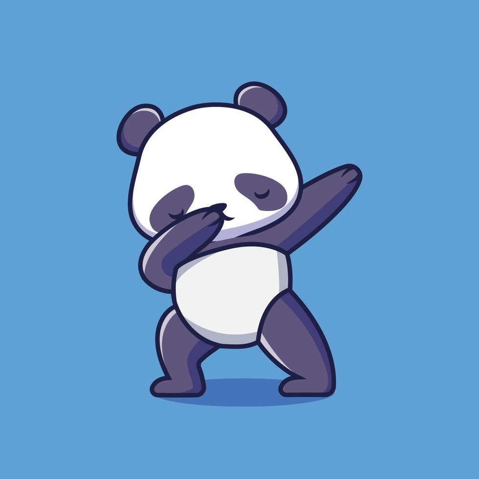 schattige panda deppende cartoonillustratie vector