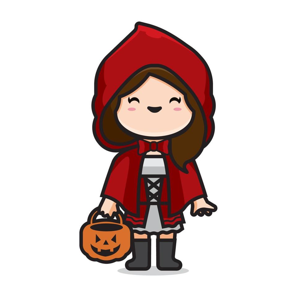 schattig halloween kostuum roodkapje vector