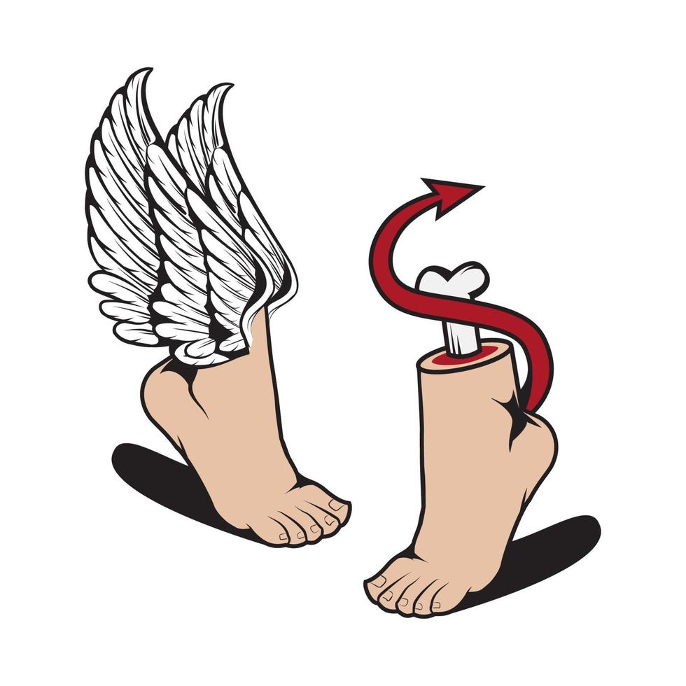 engel en demon voet vector