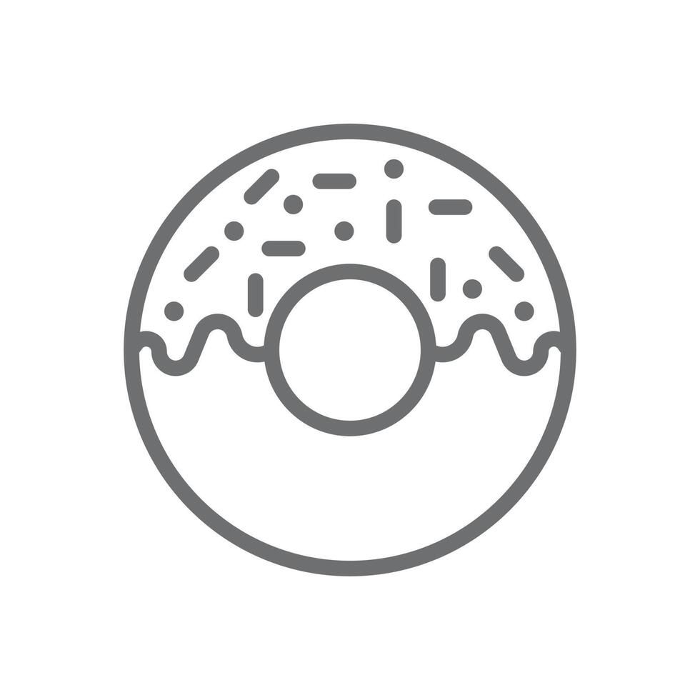 eps10 grijze vector donut lijn kunst pictogram geïsoleerd op een witte achtergrond. geglazuurde cake overzichtssymbool in een eenvoudige, platte trendy moderne stijl voor uw websiteontwerp, logo, pictogram en mobiele applicatie