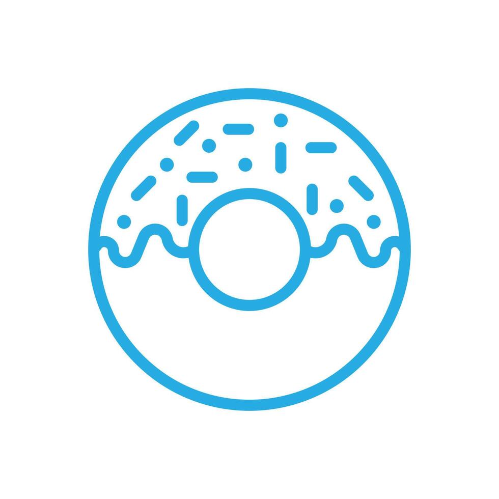 eps10 blauwe vector donut lijn kunst pictogram geïsoleerd op een witte achtergrond. geglazuurde cake overzichtssymbool in een eenvoudige, platte trendy moderne stijl voor uw websiteontwerp, logo, pictogram en mobiele applicatie