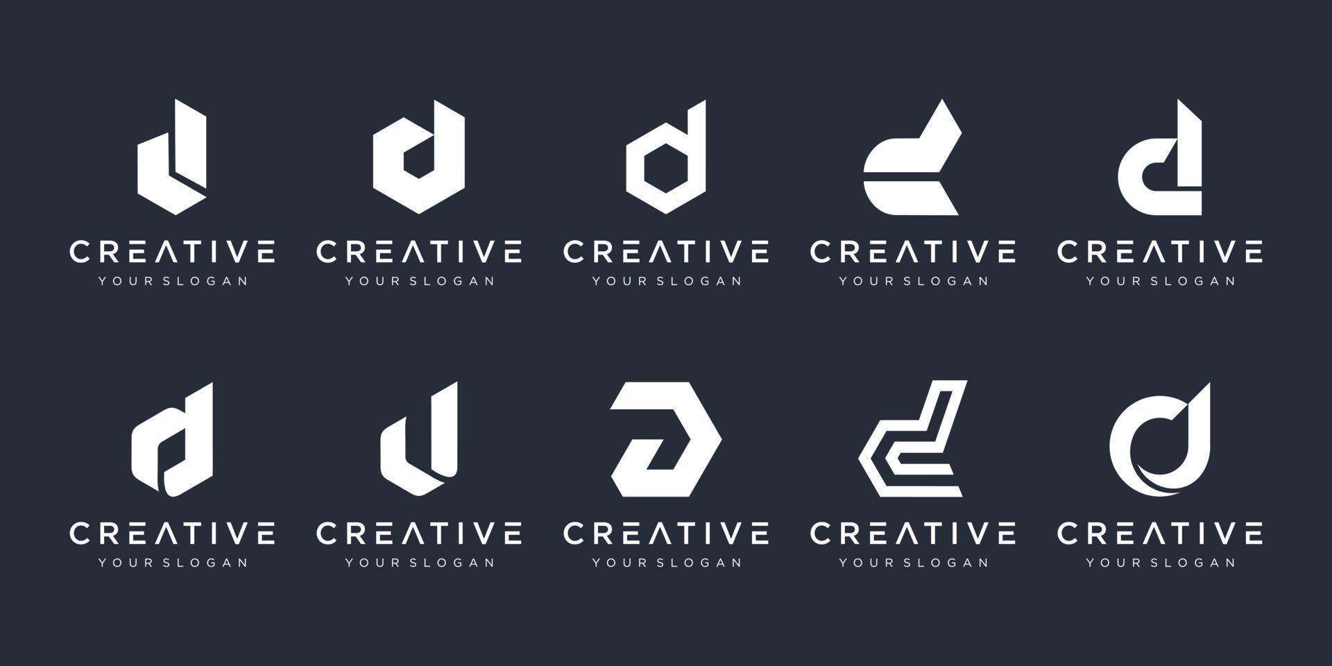 set van creatieve monogram letter d logo ontwerpsjabloon. het logo kan worden gebruikt voor een bouwbedrijf. vector