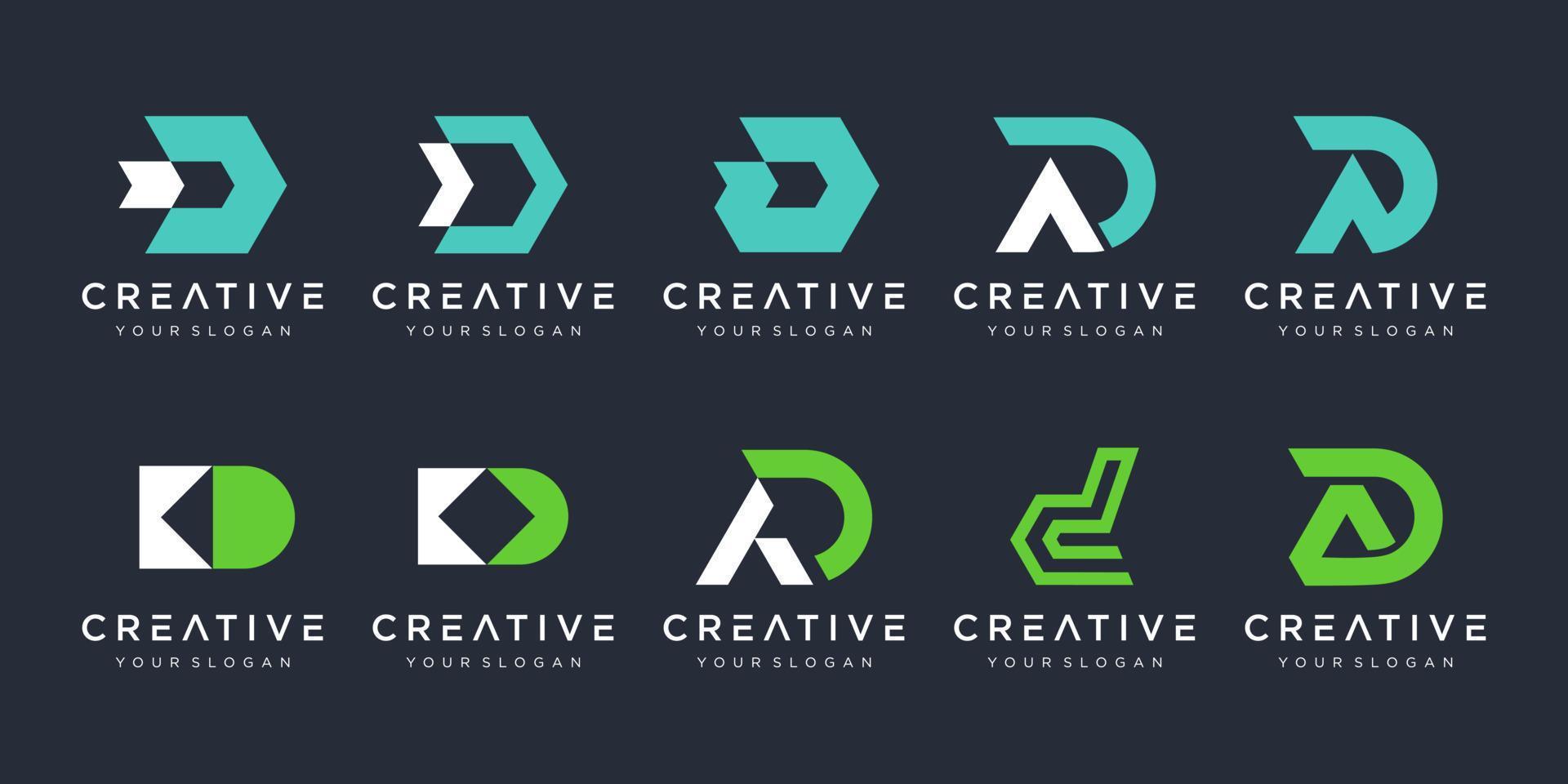 set van creatieve letter d logo ontwerpsjabloon. pictogrammen voor zaken van sport, financiën, elegant, eenvoudig. vector