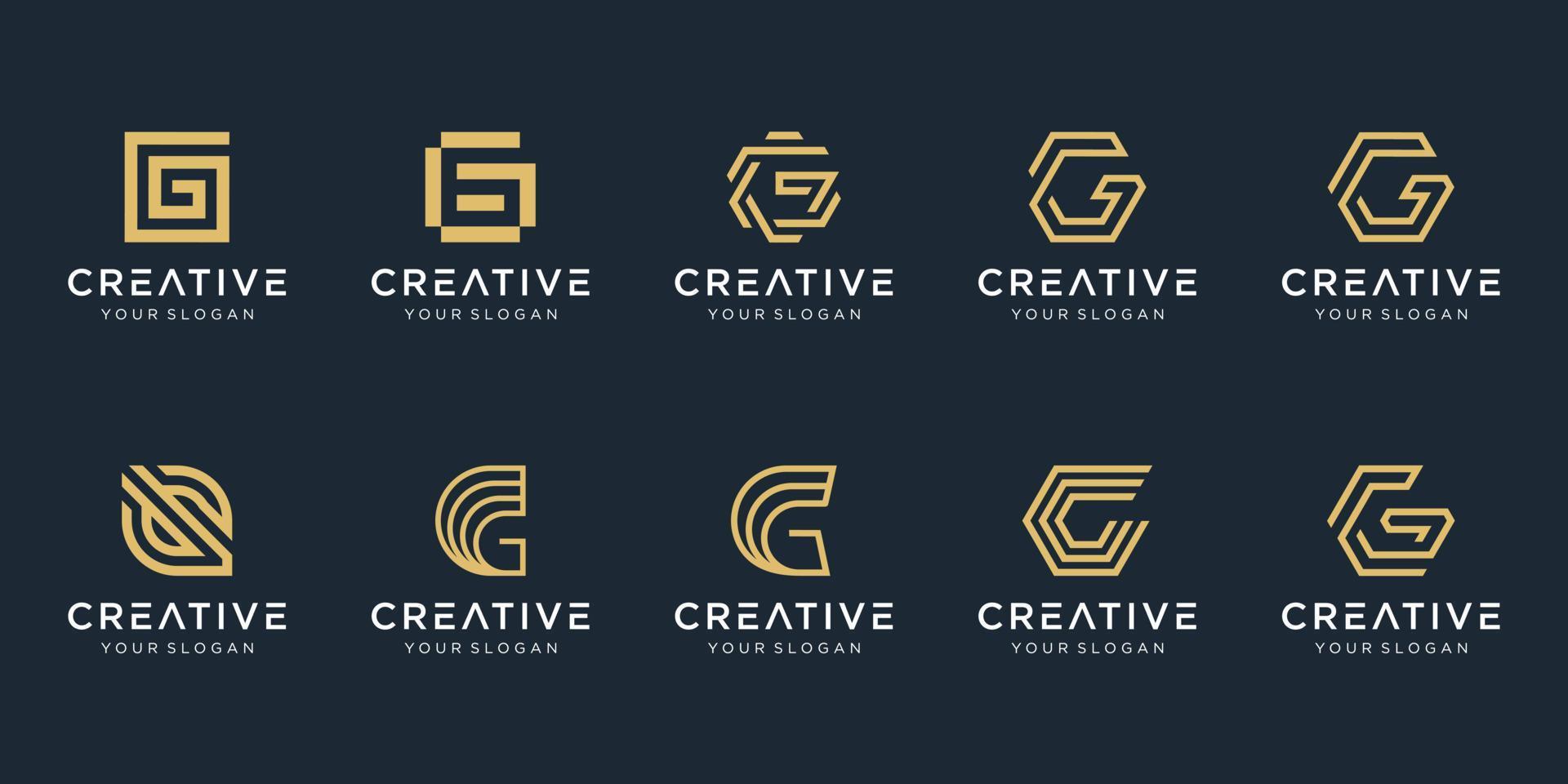 set van abstracte eerste letter g logo sjabloon. pictogrammen voor zaken van mode, digitaal, technologie vector