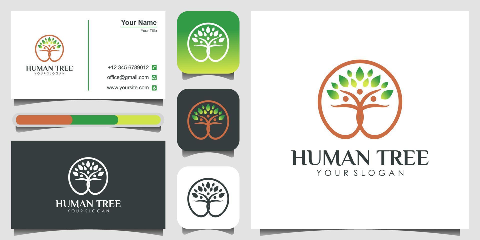 abstract leven logo-ontwerp met groene bladeren en menselijk silhouet. gezonde levensstijl thema. plat vectorembleem voor medische zorg of wellnesscentrum vector