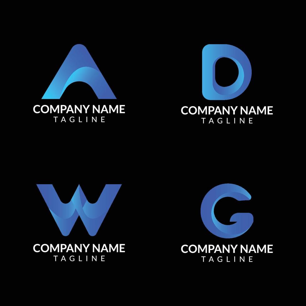 set van gradiënt lettertype logo sjablonen vector