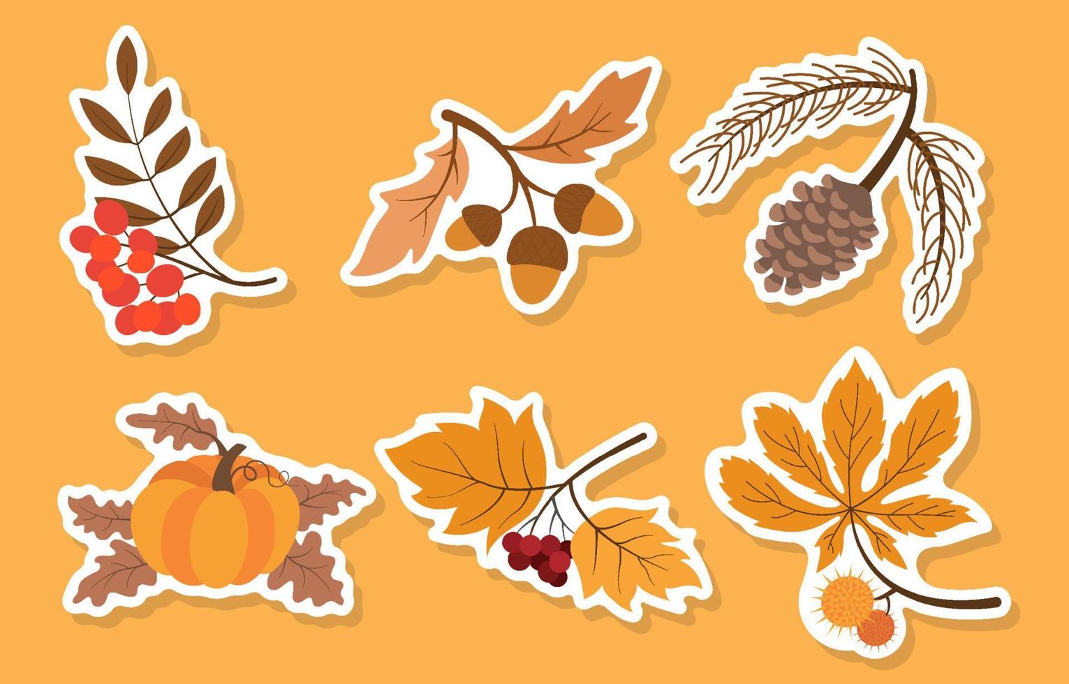 natuur herfst bloemen herfst stickerset vector