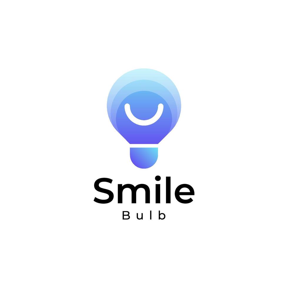 smile bulb logo, bulb gradiënt kleurrijk logo vector