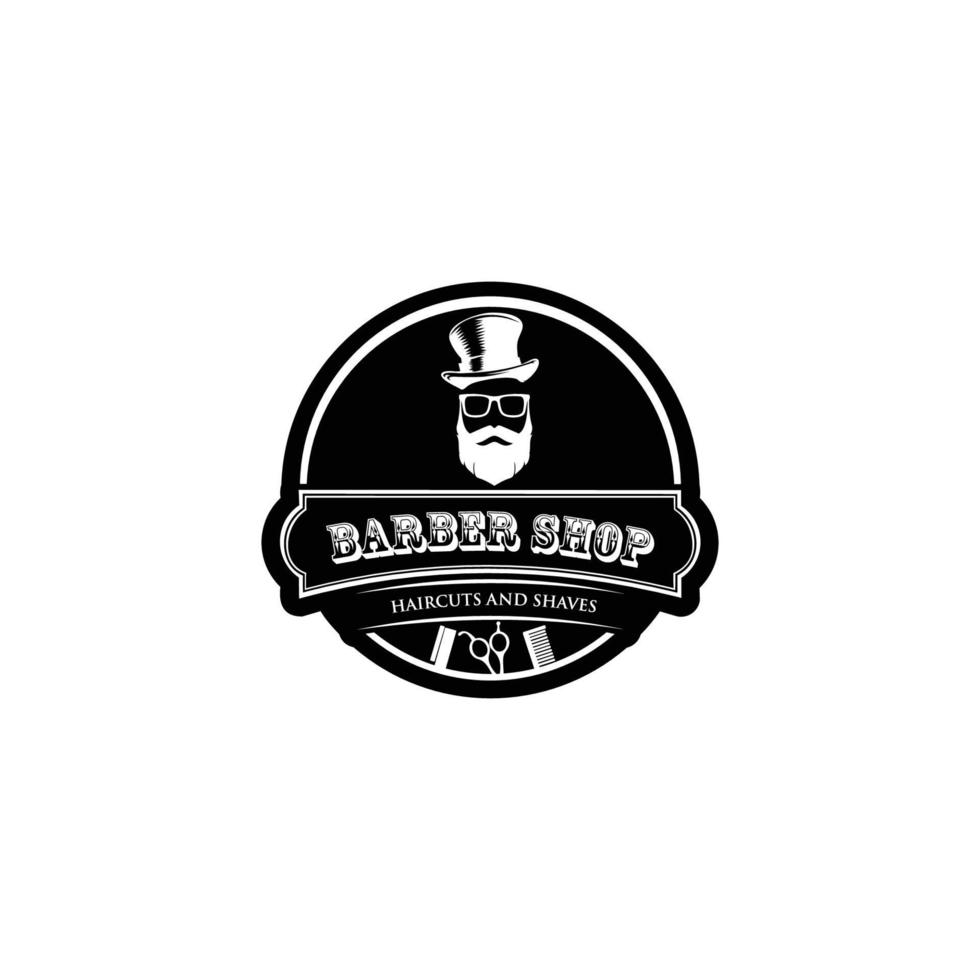logo voor de kapper, zwart-wit logo voor een kapperszaak, retro printen voor kapsalons, t-shirts, typografie, vector grafische sjabloon