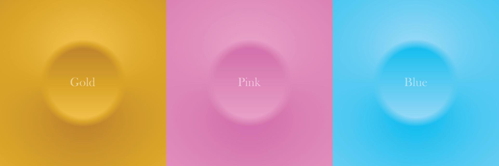 set van cirkels goud, roze, blauwe achtergrond met kopie ruimte. moderne stijl ontwerp voor poster, brochure, banner, website. vector eps 10