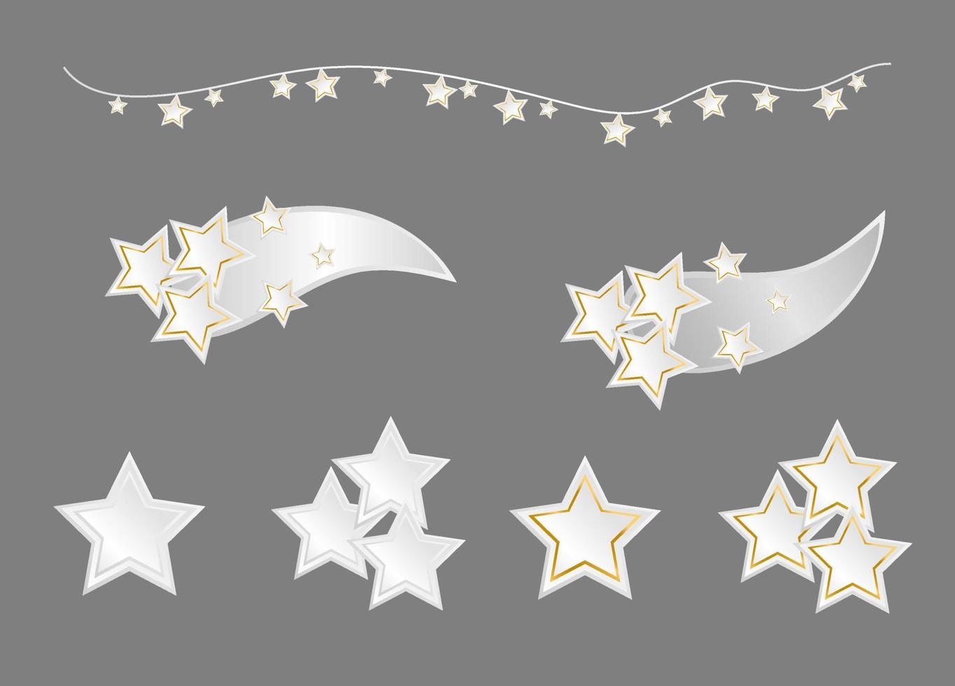 witte ster met gouden vector op grijze achtergrond. versieren voor feest of feest. maak uw foto elegant en luxe.
