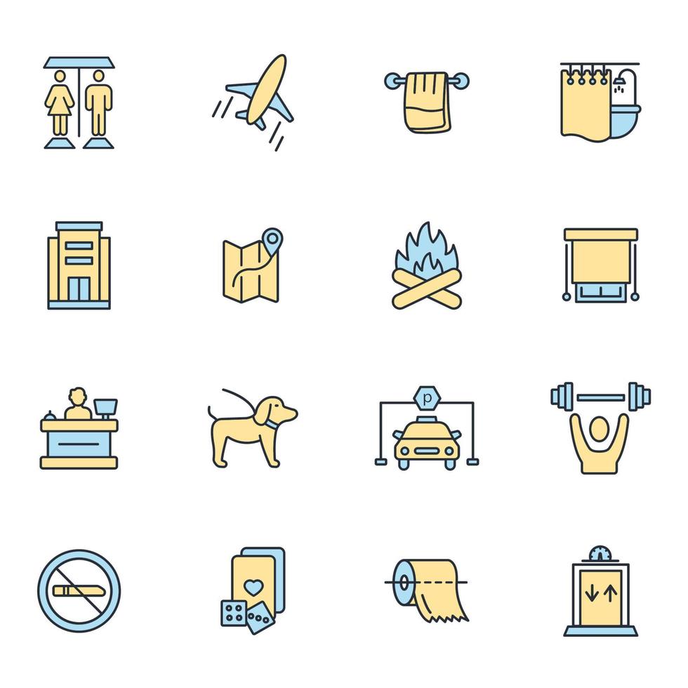 hotelservice pictogrammen instellen. hotel service pack symbool vector-elementen voor infographic web vector