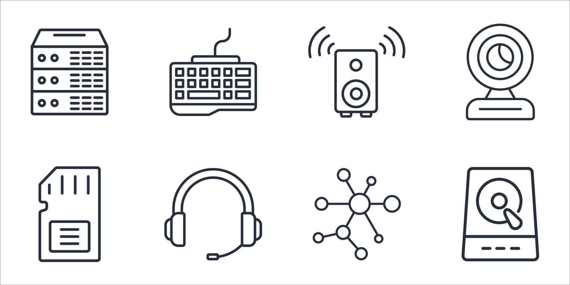 computer componenten pictogrammen instellen. computercomponenten pack symbool vectorelementen voor infographic web vector