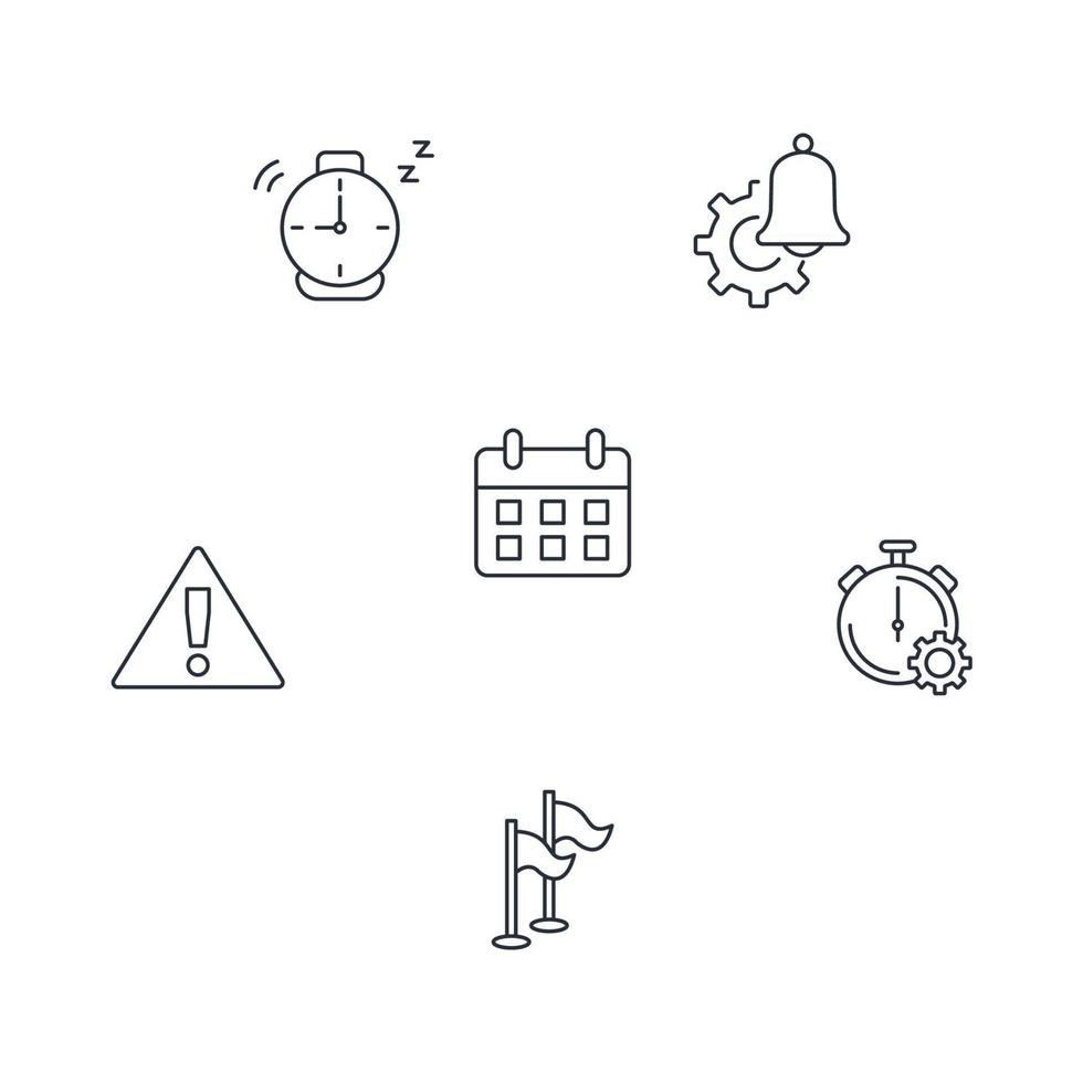 tijdbeheer pictogrammen instellen. time management pack symbool vector-elementen voor infographic web vector